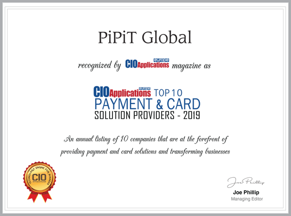 PiPiT Global Top 10 Listing Certificate CIO Applications Europe